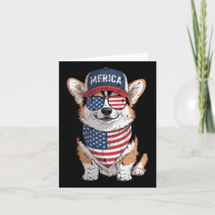 Carte Tri Color Corgi 4 juillet nous American Flag Chien