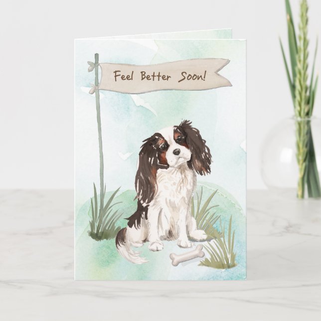 Carte Tri Couleur King Charles Spaniel Se sentir mieux à (Devant)