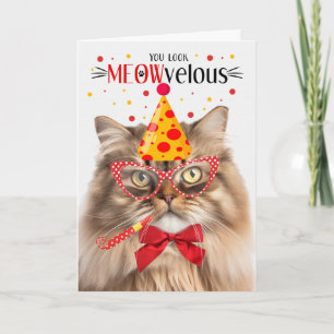 Carte Tri Couleur Perse Chat MEOWvelous Anniversaire