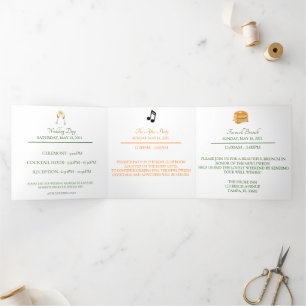 Carte Tri-Fold Mariage Zesty Citrus Orange Dream