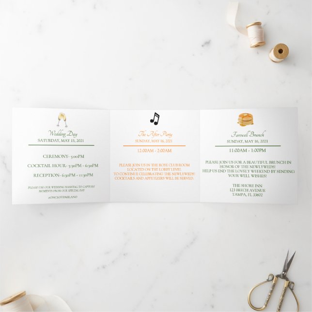 Carte Tri-Fold Mariage Zesty Citrus Orange Dream (Intérieur)