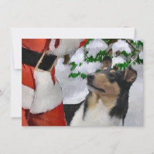 Carte Tri Smooth Collie et Père Noël Christmas Card