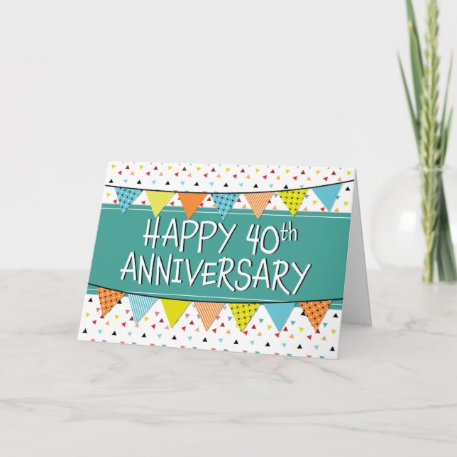Carte triangles colorées pour le 40e anniversaire  (Devant)