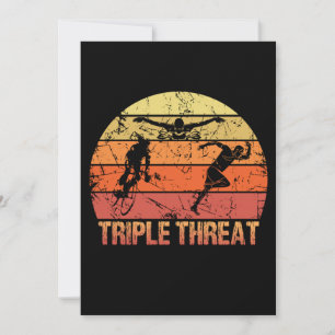 Carte Triathlon triple menace Vintage