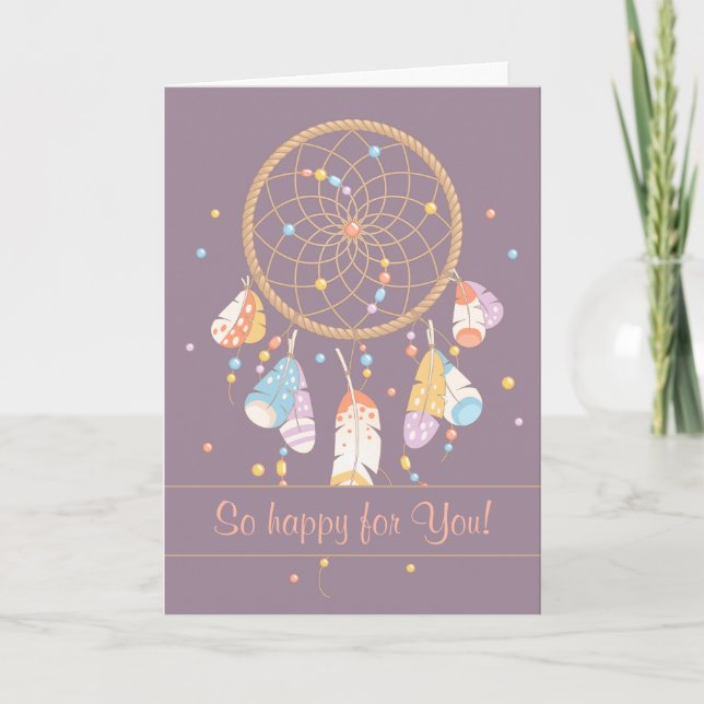 Carte Tribal Dreamcatcher Boho ayant bébé pourpre 2 (Devant)