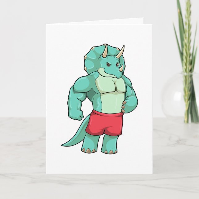 Carte Triceratops en culturiste à la musculation (Devant)