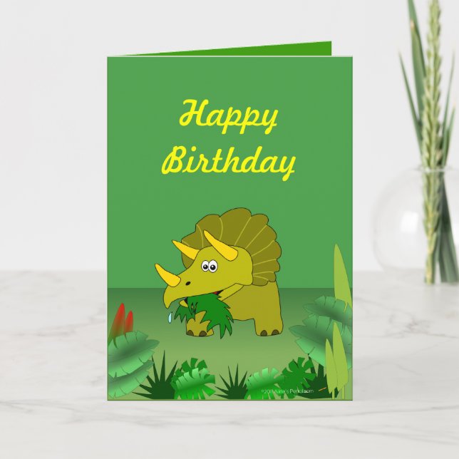 Carte Tricératops personnalisables Dinosaur Joyeux Anniv (Devant)