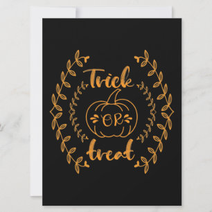 Carte Trick or treat dans un cadre de plantes