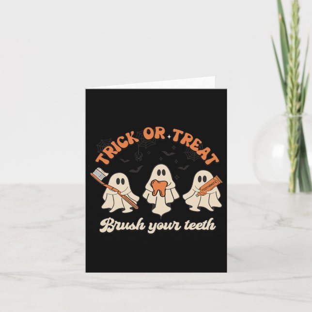 Carte Trick Ou Traiter Bronzez Vos Dents Halloween Denta (Devant)