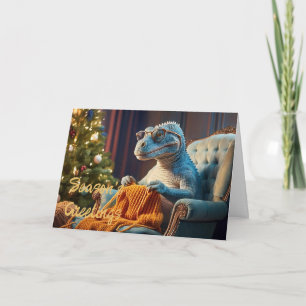 Carte Tricot Dinosaur Joyeux Noël