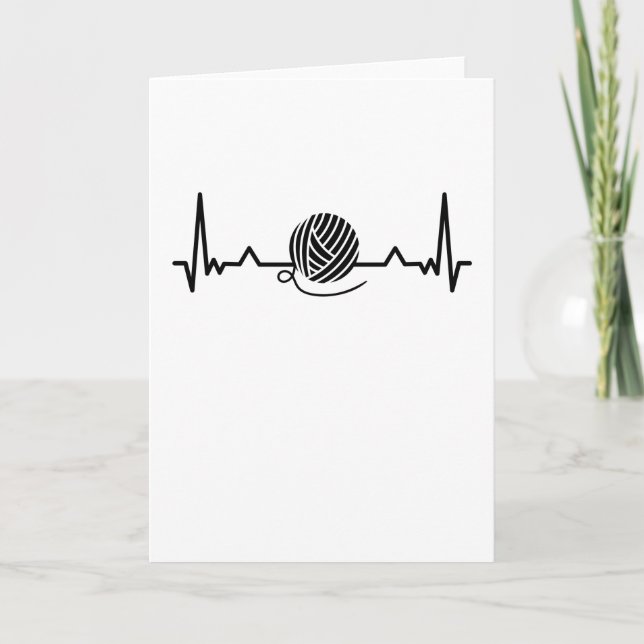 Carte Tricot Hearbeat Laine Fer Crochet Maman Papa (Devant)