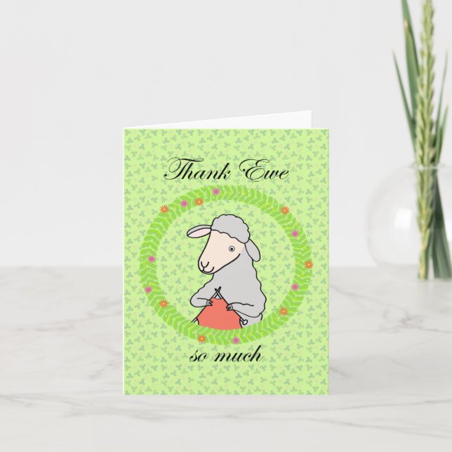 Carte Tricot Mignonne Drôle Sheep Merci Ewe Merci (Devant)