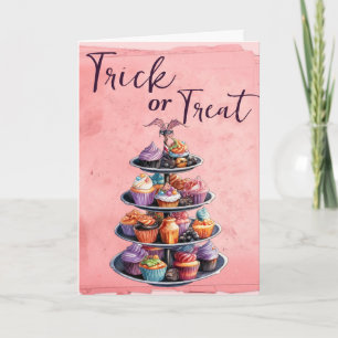 Carte Tricoter ou traiter Halloween Cupcakes Desert