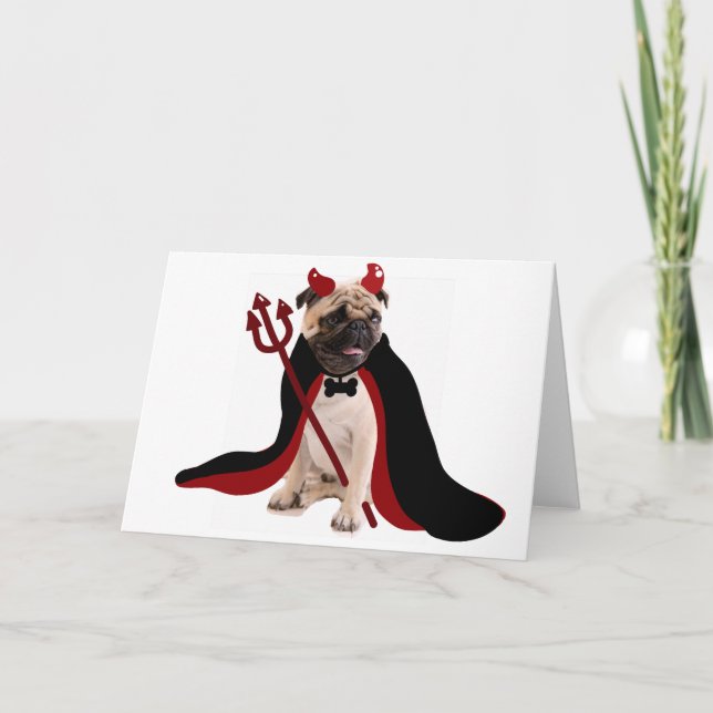 Carte tricoter ou traiter heureux halloween satan diable (Devant)