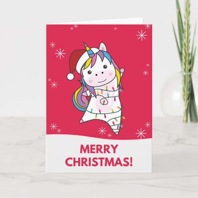Carte Tricycle Noël Hiver Animaux Licornes Voiture (Devant)