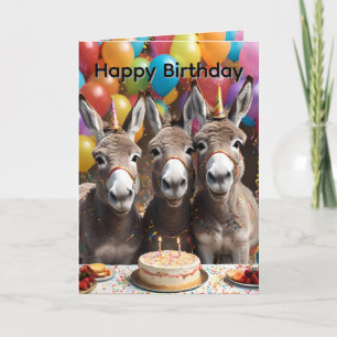Carte Triple Joie : Un Anniversaire De Triplés Ânes