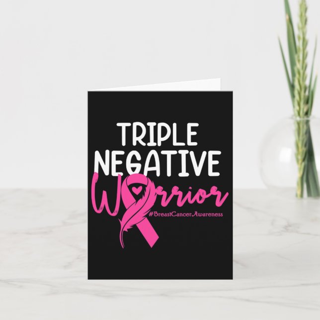Carte Triple Négatif Warrior Rose Ribbon Breast Cancer (Devant)