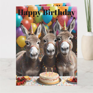 Carte Triple the Joy : Donkey Triplets'Anniversaire Bash
