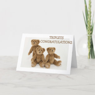 CARTE "TRIPLETS" FÉLICITATIONS=TRIPLE LOVE HUGS KISSES