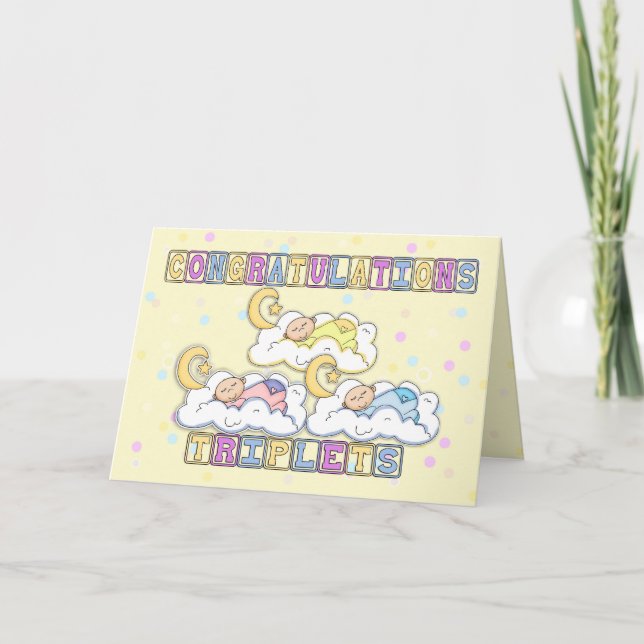 Carte Triplets, naissance de félicitations des triplets (Devant)