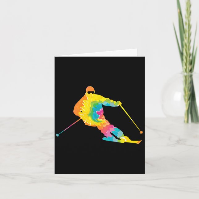 Carte Trippy Rainbow Hippie - Cravate-dye Skiing (Devant)