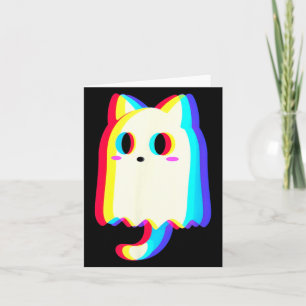 Carte Trippy Vaporwave Fantôme Chat Halloween Techno Rav