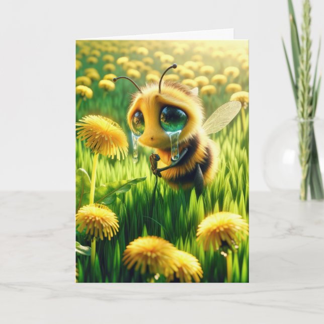 Carte Triste Beauté Dans Le Champ De Dandelion (Devant)