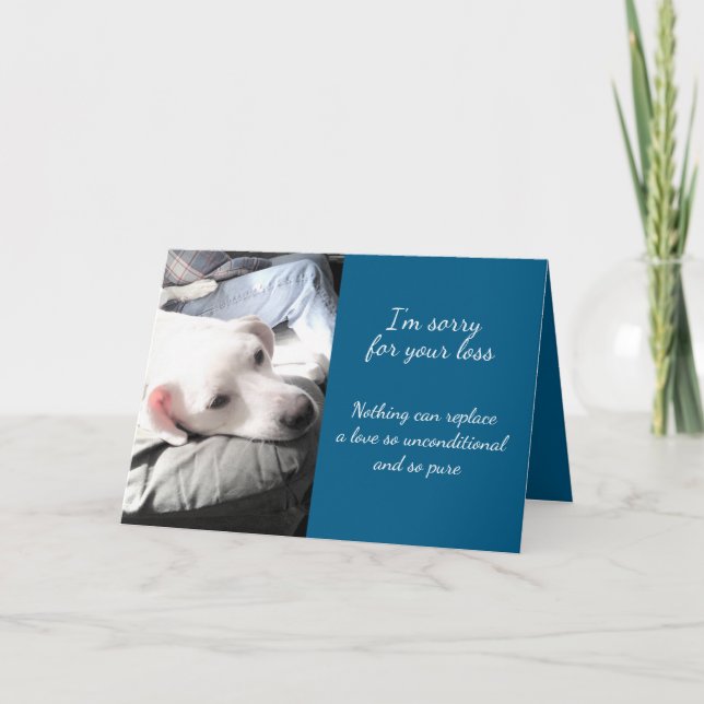 Carte Triste chien chiot blanc mou Désolé pour la perte  (Devant)