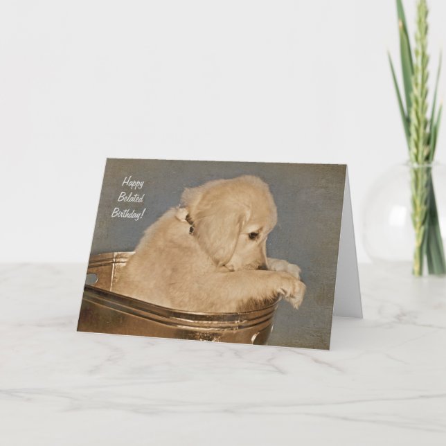 Carte triste Golden Retriever anniversaire tardif (Devant)