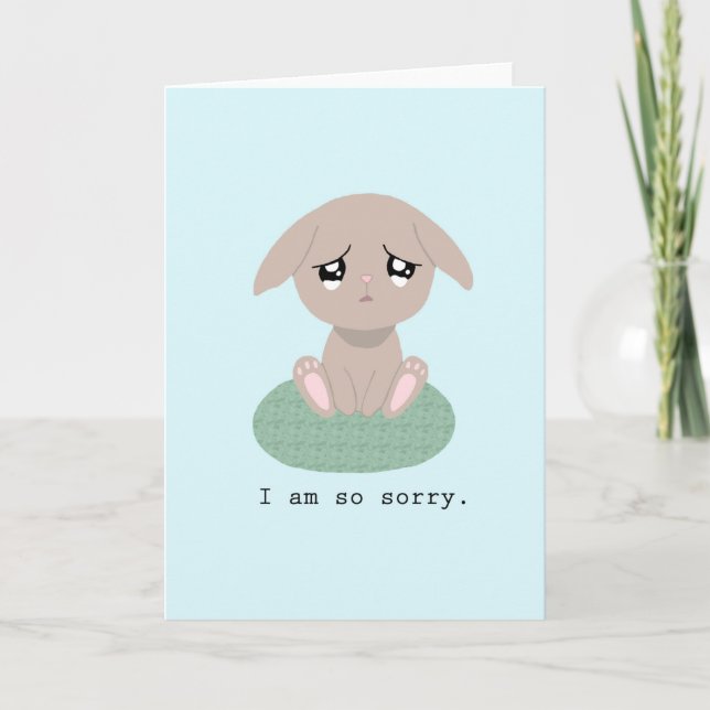 Carte Triste Pleurant mignon lapin Désolé de me pardonne (Devant)