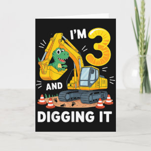 Carte Trois 3 ans 3e anniversaire construction dinosaure