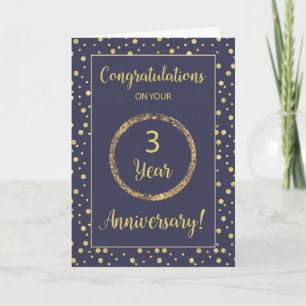 Carte Trois ans d'anniversaire de l'entreprise Navy et d