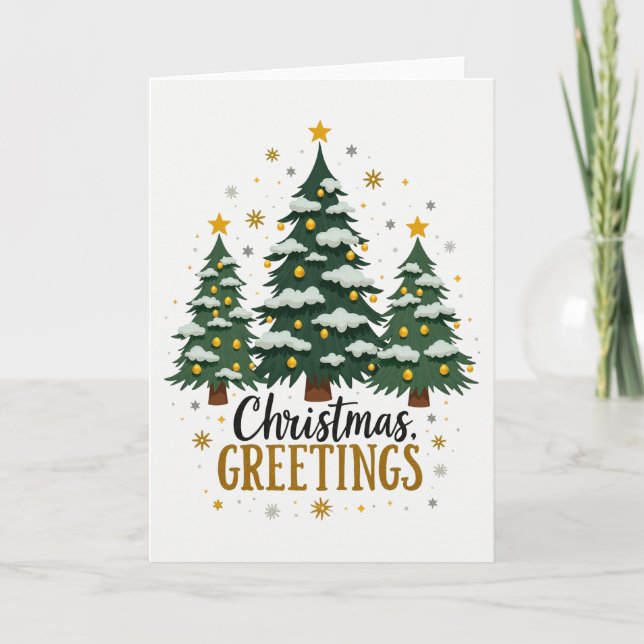 Carte Trois arbres de Noël Neige Or Star Voiture de voeu (Devant)