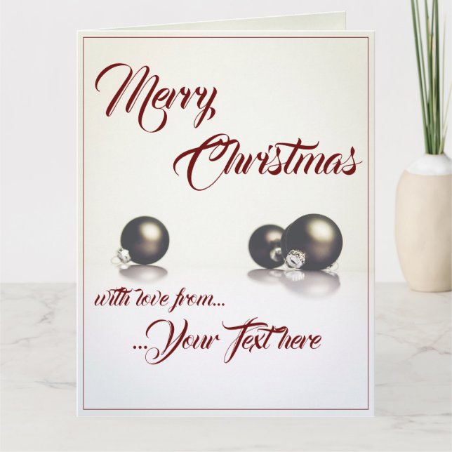Carte Trois boules de noël devant un arrière - plan lége (Devant)