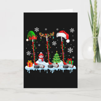Carte Trois Elf Père Noël Reindeer Hockey Équipements Xm