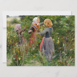 Carte Trois filles ramassent des Blackberries