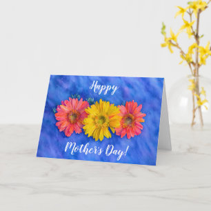 Carte Trois fleurs de gerbera Art Fête des Mères