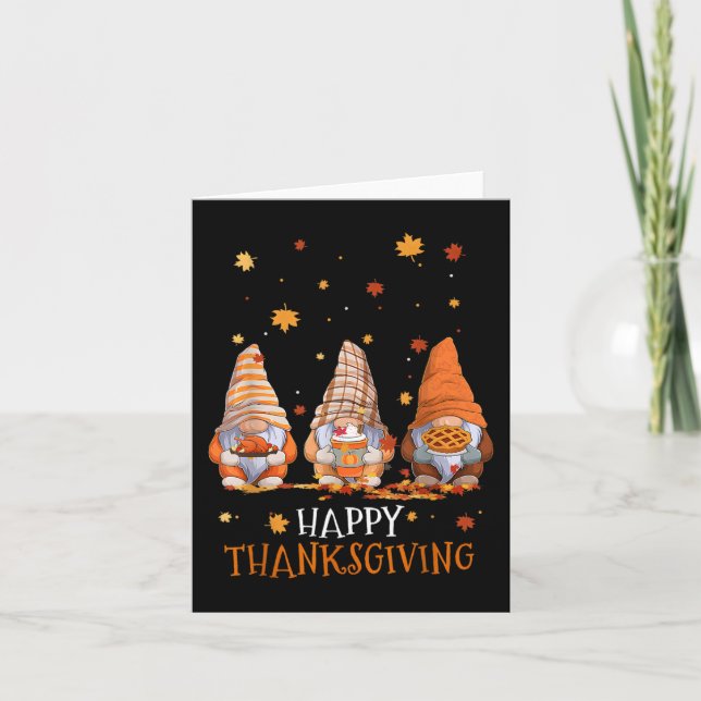 Carte Trois Gnomes Jour Bon thanksgiving Automne Automne (Devant)