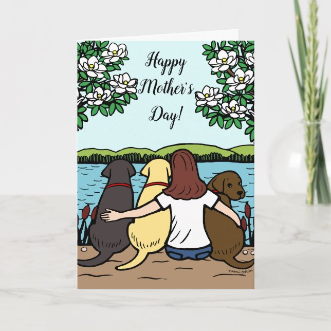 Carte Trois Labradors et la Fête de la mère (Devant)