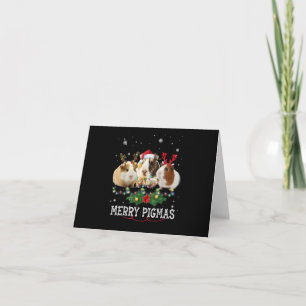 Carte Trois lumières de Noël de cochons d'Inde Chapeau d