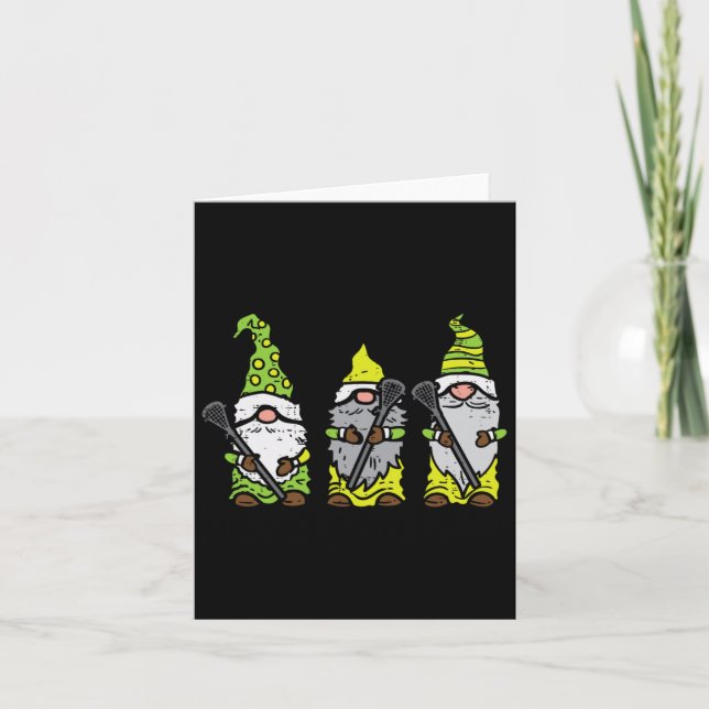 Carte Trois Nordiques Gnomes Lacrosse Tomte Lax Joueur H (Devant)