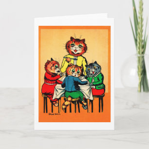 Carte Trois petits chatons et mère, Louis Wain