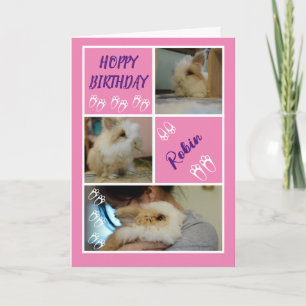 Carte Trois photos de l'anniversaire rose de Lover