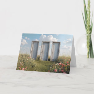 Carte Trois portes dans un champ Fleur sauvage