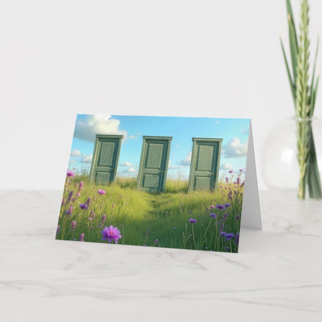 Carte Trois portes fermées pour penser à vous (Devant)