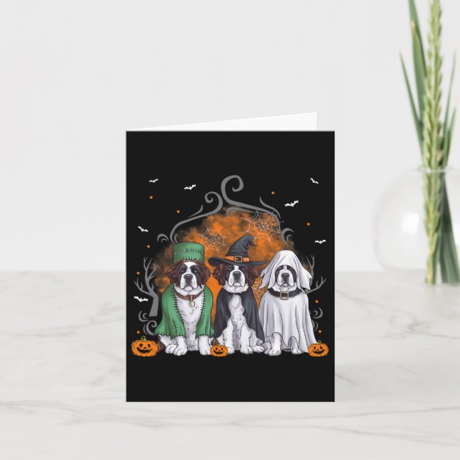 Carte Trois Saint Bernard St Bernard Chien Halloween Gho (Devant)
