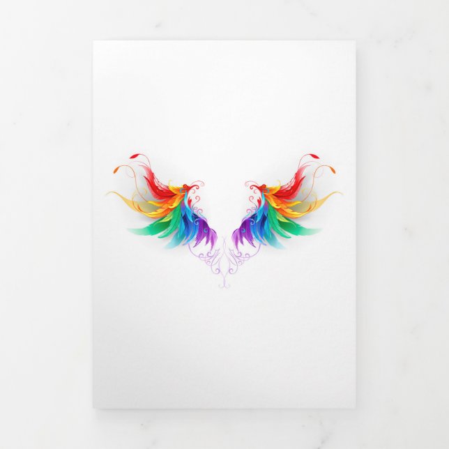 Carte Trois Volets Ailes fluffy arc-en-ciel (Page de couverture)