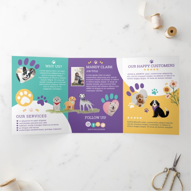 Carte Trois Volets Amusants Happy Pet Famille Animaux de compagnie, G (Intérieur)