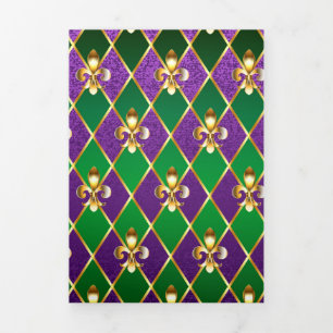 Carte Trois Volets Arrière - plan de bijoux Mardi Gras