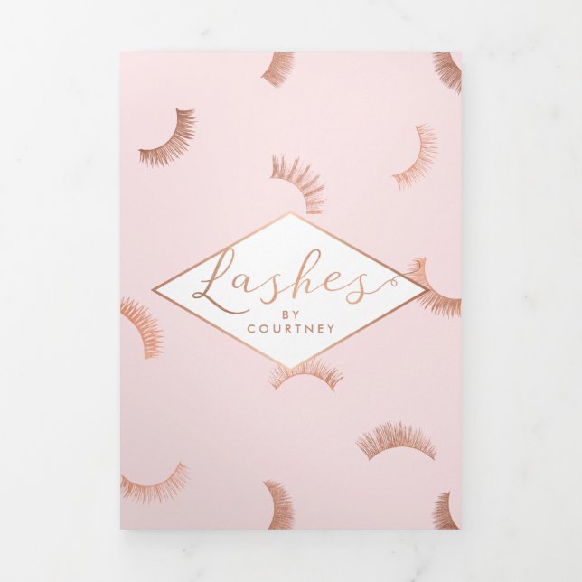 Carte Trois Volets Beaucoup de Lashes Lash Salon Rose/Rose Gold Broch (Page de couverture)